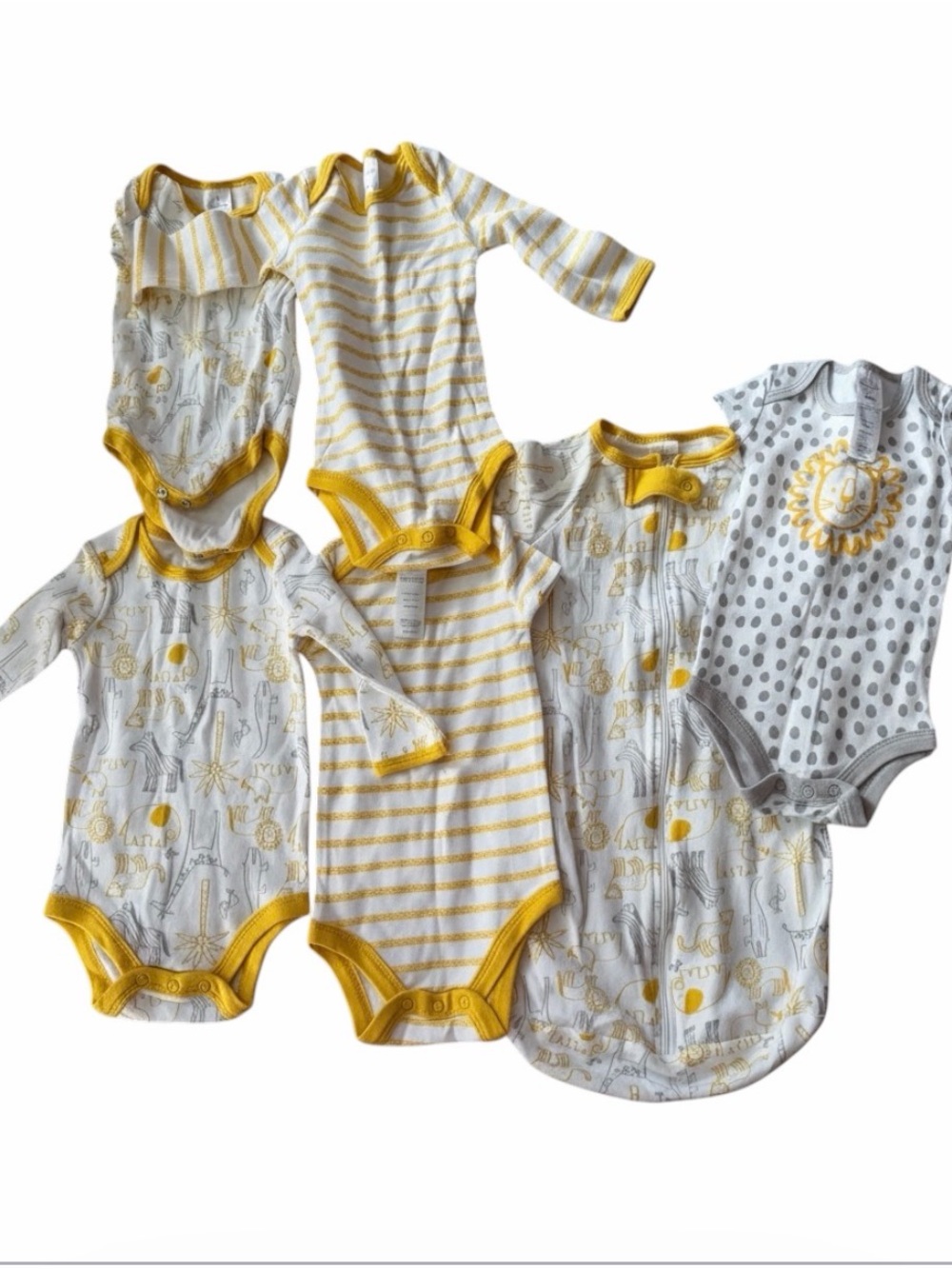 18 Piece Baby Yellow & White Striped Bodysuit and Sleep Sack Set